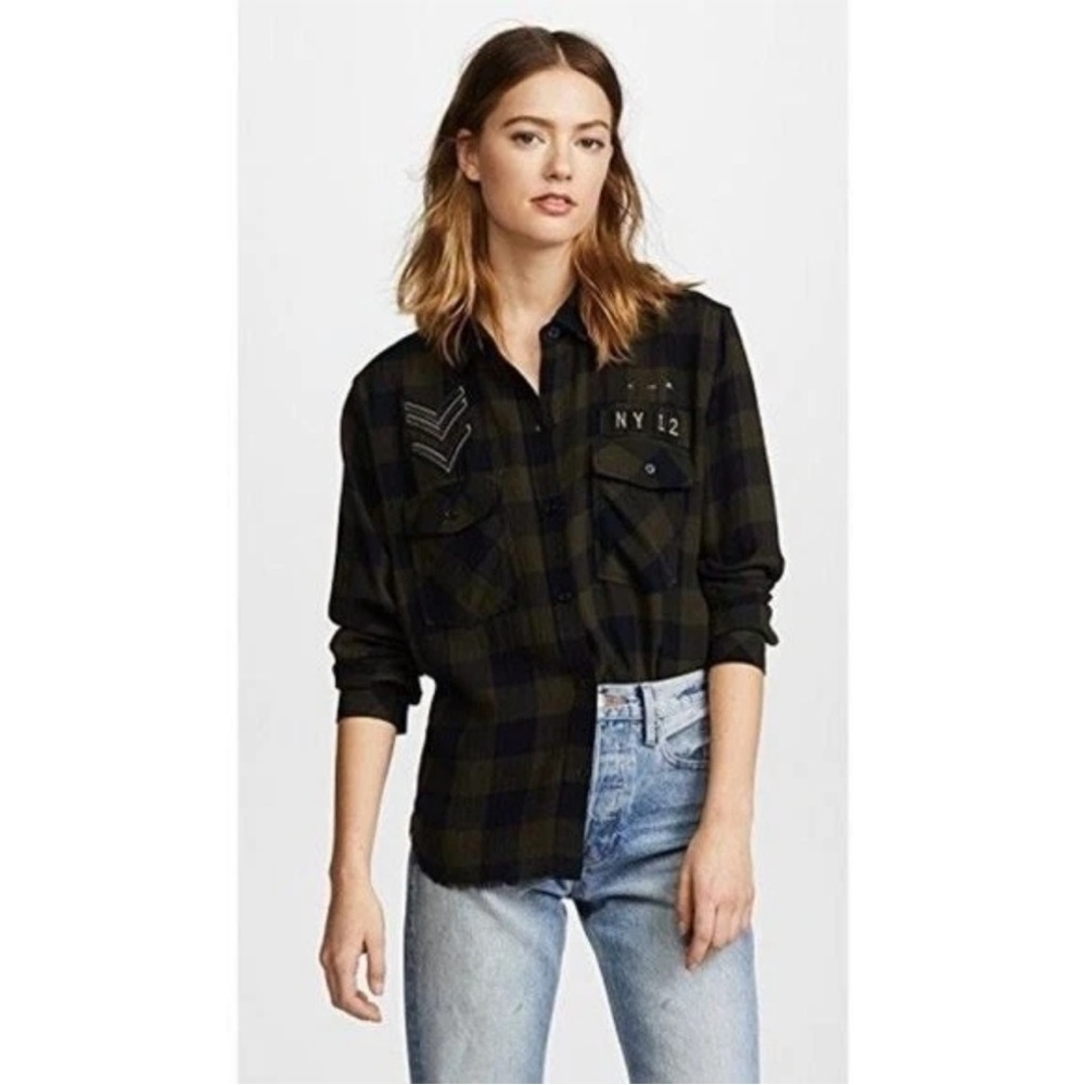 Rails Pepper Military Plaid Button Down Flannel Green Sz XS